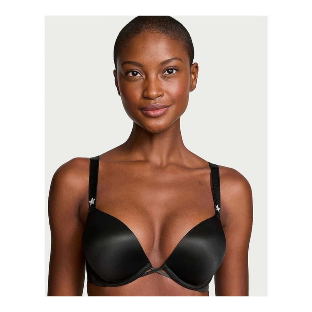 NWOT Very Sexy Black Bombshell Add 2 Cups Star Shine Push Up Bra 34B, 38DDD Avai